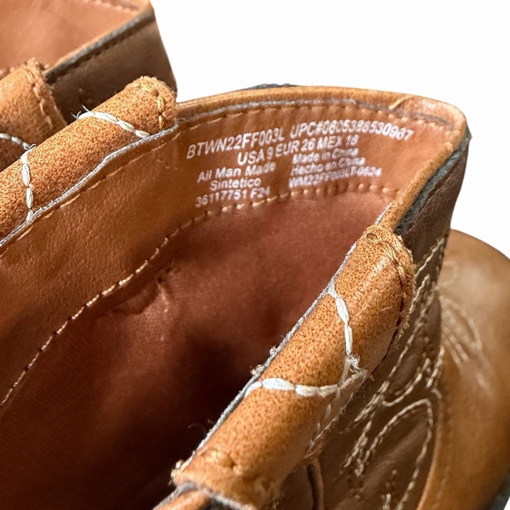 Wonder Nation Boots Children 9 Western Cowboy Brown Faux Leather Pull On Casual - Picture 5 of 8